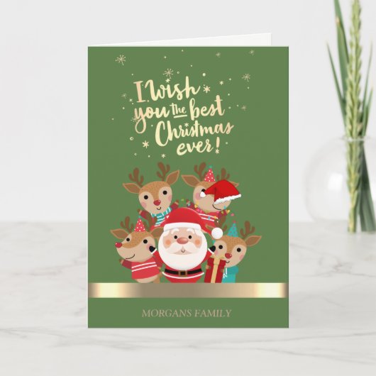 CuteKerstdeer, Santa Claus Company Holiday Feestdagen Kaart (Voorkant)