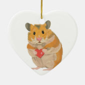 CuteLittle Hamster Holding a Heart Anniversary Keramisch Ornament (Achterkant)