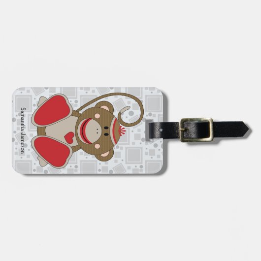 Cutelyn Sock Monkey Bagagelabel (Voorkant horizontaal)