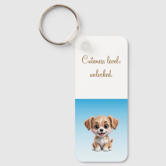 Cuteness Level Keychain – Custom Text & Photo (Voorkant)