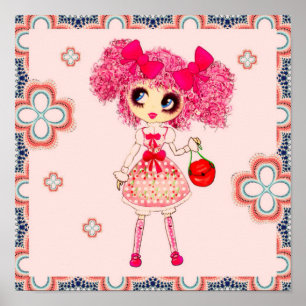 CutePbehoorlijk Girly PinkyP Roze Kawaii Girl van  Poster