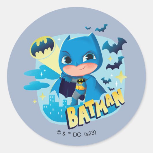 Cuter Than Cute Batman Ronde Sticker (Voorkant)