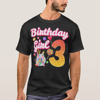 Cutes 3rd Birthday Girls Sweet Snoep 3 Year Old Ca T-shirt
