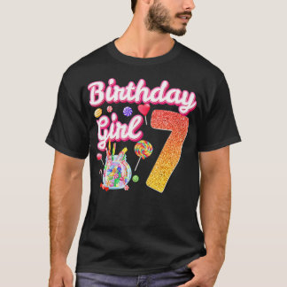Cutes 7th Birthday Girls Sweet Snoep 7 Year Old Ca T-shirt