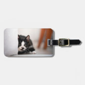 Cutest Baby Animals | Black & White Kitten Bagagelabel (Voorkant horizontaal)