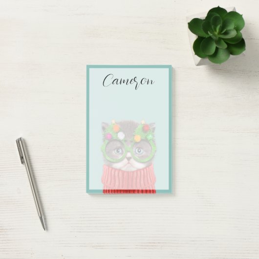 Cutest Baby Animals | Cat Christmas Sweater Post-it® Notes (Kantoor)