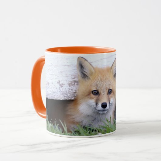 Cutest Baby Animals | Red Fox Kit Peeking Mok (Voorkant links)