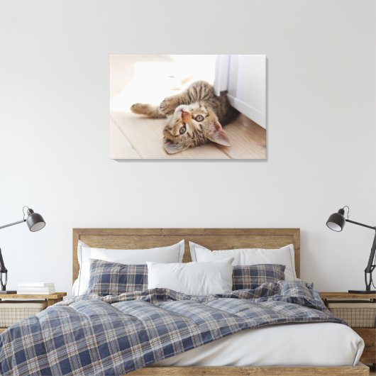 Cutest Baby Animals | Shorthair Tabby Kitten Canvas Afdruk (Insitu (Slaapkamer))
