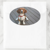 Cutest Beagle Dog Ever Ovale Sticker (Tas)