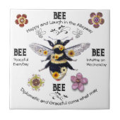 Cutest Bee Sayings Fleurs Positive Carreaux en cér (Devant)
