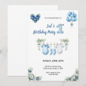 CUTEST BLUE BIRTHDAY PARTY Invitation (Devant / Derrière)