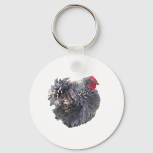 Cutest Blue Frizzle Cochin Bantam Rooster Chicken Sleutelhanger