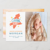 Cutest Bunny | Kaart ter bekendmaking van de geboo (Voorkant / Achterkant)