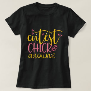 Cutest chick, grappig en eenvoudig zwart t-shirt