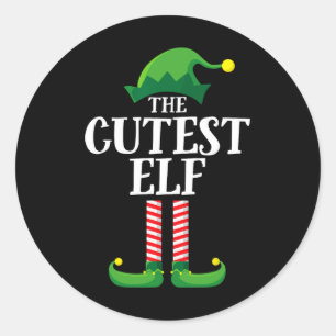 Cutest Elf Matching Family Group kerstparty E Ronde Sticker