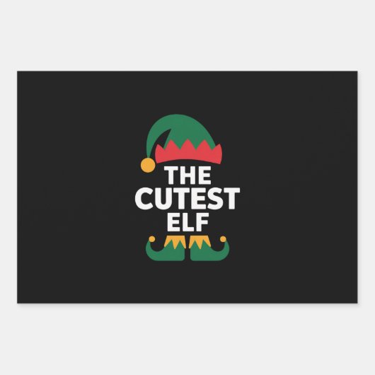 Cutest Elf Matching Family Kerstmis Inpakpapier Vel (Voorkant)