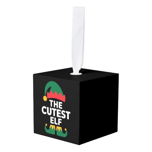 Cutest Elf Matching Family Kerstmis Kubus Ornament (Voorkant hoekig)
