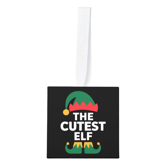 Cutest Elf Matching Family Kerstmis Kubus Ornament (Voorkant)