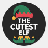 Cutest Elf Matching Family Kerstmis Ronde Sticker (Voorkant)