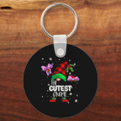 Cutest Gnome Red Buffalo Plaid Matching Family Chr Sleutelhanger (Voorkant)