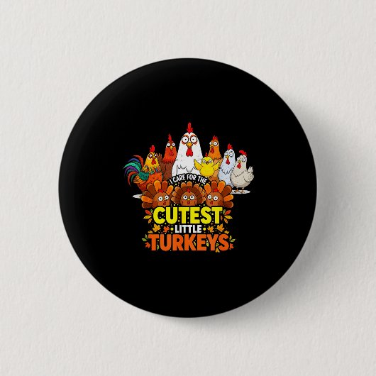 Cutest Little Turkeys Funny Thanksgiving Teacher D Ronde Button 5,7 Cm (Voorkant)