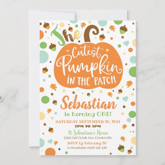 Cutest Pumpkin in the Patch Birthday Invitation Kaart (Voorkant)