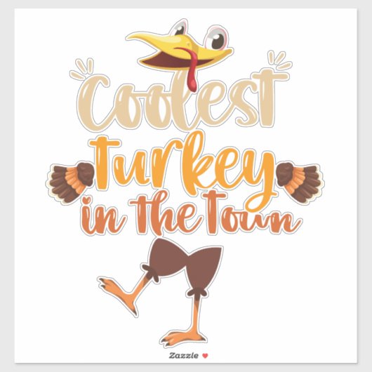 Cutest Turkey in the Town Cute Thanksgiving Herfst Sticker (Vel)