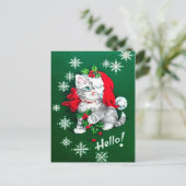 Cutest vintage Kerstmis Kitten Holiday Briefkaart (Staand voorkant)