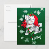 Cutest vintage Kerstmis Kitten Holiday Briefkaart (Voorkant / Achterkant)