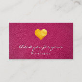 Cutesy Gold Heart Hartelijk dank | Roze leder Klantenkaartje (Voorkant)