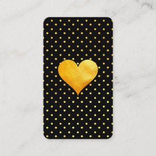 Cutesy Gold Heart Polka Dot Pattern Visitekaartje