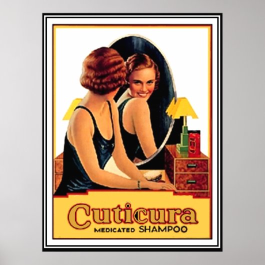 Cuticure medicated shampoo vintage poster (Voorkant)