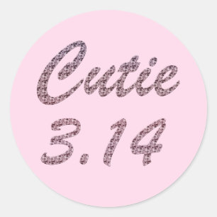 Cutie 3.14 Pi Dag Roze Ronde Sticker