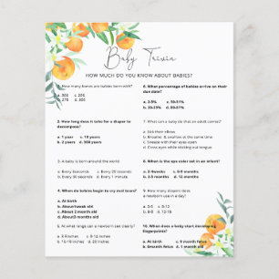 Cutie Baby Trivia   BABY SHOWER