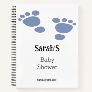 Cutie Blue Baby Footprint Baby shower Gift List Notitieboek