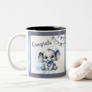 Cutie Blue Olifant - Kleine Peanut Tweekleurige Koffiemok