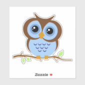 Cutie Cartoon Blue Owl Vinyl Sticker (Vel)