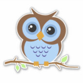 Cutie Cartoon Blue Owl Vinyl Sticker (Voorkant)