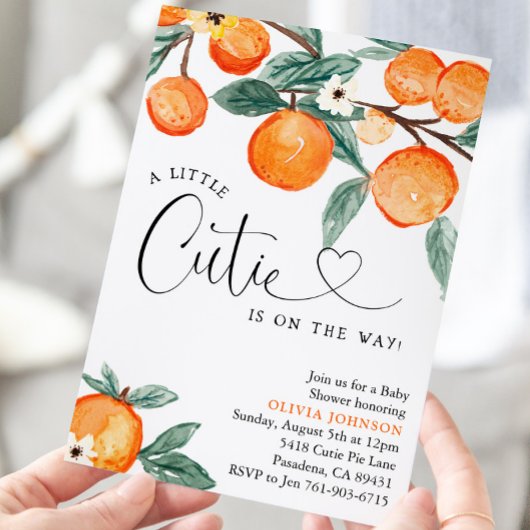 Cutie Clementine Baby shower Kaart