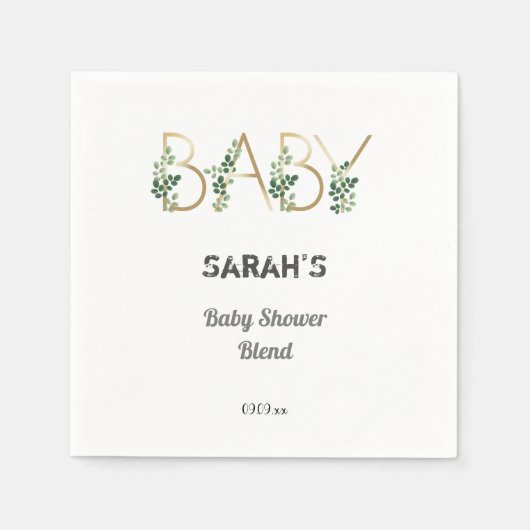 Cutie Elegant Greenery Floral Baby shower Servet (Voorkant)