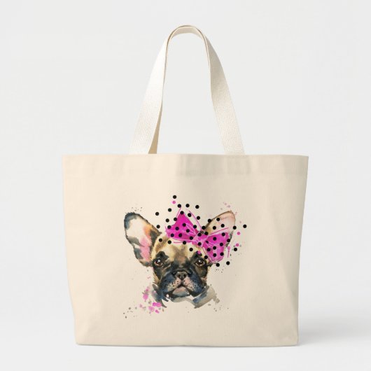 Cutie French Bull Dog Grote Tote Bag (Voorkant)