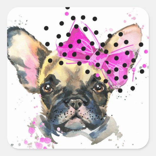 Cutie French Bull Dog Vierkante Sticker (Voorkant)
