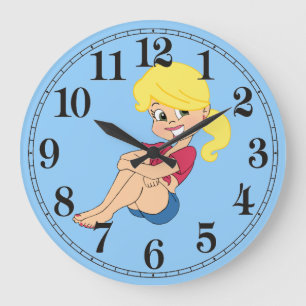 Cutie Girl Round (Large) Mur Horloge