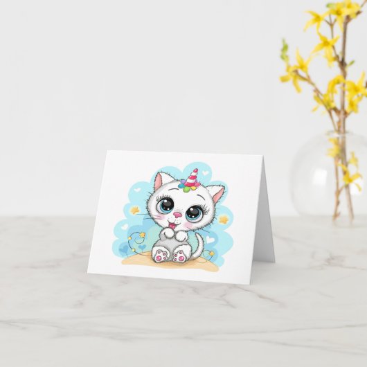 Cutie-Kat Kaart (Gele Bloem)