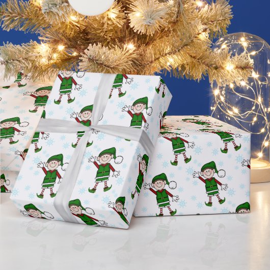 Cutie Kerstmis Elf Boy Cadeaupapier (Feestdagen)