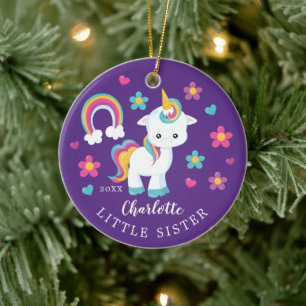 Cutie Little Sister Unicorn kerstversiering Keramisch Ornament