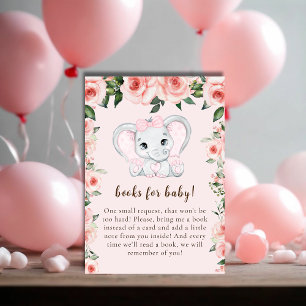 Cutie Olifant Blush Roze Bloemen Boeken voor Baby Informatiekaartje