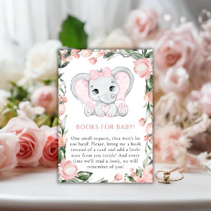 Cutie Olifant Blush Roze Bloemen Meisje Baby showe Informatiekaartje
