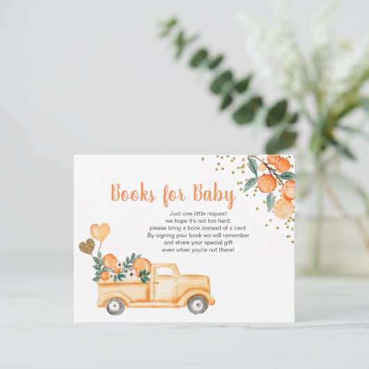 Cutie Oranje Citrus Baby Books insert card Briefkaart (Staand voorkant)