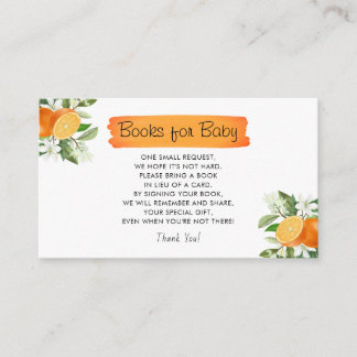 Cutie Oranje Citrus Baby shower Books for Baby Informatiekaartje